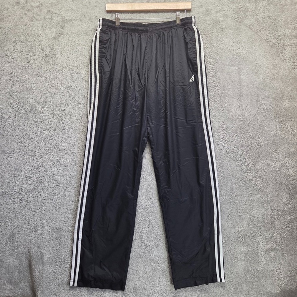 Adidas Pants Mens XL Black Windbreaker Mesh Lined Athletic Track Gym Joggers